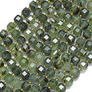 Natural Prehnite Beads Strands, Faceted, Cube, 8x8x8mm, Hole: 0.6mm, about 38pcs/strand, 15.35''(39cm)(G-K389-A72-01)