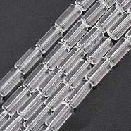 Transparent Clear Glass Tube Beads Strands, about 10mm long, 4mm thick, hole: about 0.5mm, about 32~33pcs/strand, 12 inch(X-GST14)
