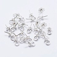 925 Sterling Silver Cup Pearl Bail Pin Pendants, For Half Drilled Beads, Silver, 7x3mm, Hole: 1.5mm, Pin: 0.6mm(X-STER-F036-04S-3mm)