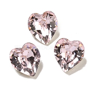 Glass Rhinestone Cabochons, Flat Back & Back Plated, Faceted, Heart, Light Rose, 5.5x5x3.5mm(RGLA-L029-16B-223)