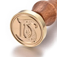 Brass Retro Initials Wax Sealing Stamp, Gothic 26 Letters A-Z Wax Seal Stamp with Rosewood Handle for Post Decoration DIY Card Making, Letter.T, 90x25mm(AJEW-F046-03T)
