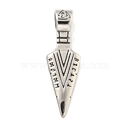 Viking 316 Surgical Stainless Steel Pendants, Runic Odin's Gungnir Spear Head Charm, Antique Silver, 37.5x11.5x6.5mm, Hole: 4.5x5.5mm(STAS-E212-33AS)