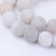 Natural Agate Beads Strands, Frosted, Round, Dyed, 6~6.5mm, Hole: 1mm, about 63pcs/strand, 15.5 inch(G-Q462-6mm-09)