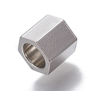 201 Stainless Steel Beads, Hexagonal Prism, Stainless Steel Color, 8x8x8mm, Hole: 5.5mm(STAS-P239-33P)