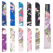 10Pcs 10 Colors Silk Cloth Collapsible Floral Print Chinese Fan Storage Bag, Dustproof Handheld Fan Cover, Rectangle, Mixed Color, 22.2~22.5x4.3~4.4x0.05~0.1cm, 1pc/color(ABAG-NB0001-98)