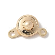 Brass Snap Clasps, Real 18K Gold Plated, 14x8x4mm, Hole: 1.2mm(KK-U052-25G)