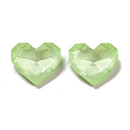 Glass Rhinestone Cabochons, Point Back & Back Plated, Faceted, Heart, Chrysolite, 8.5x10x4mm(RGLA-G021-05C-238DE)