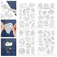 4 Sheets 11.6x8.2 Inch Stick and Stitch Embroidery Patterns, Non-woven Fabrics Water Soluble Embroidery Stabilizers, Mixed Shapes, 297x210mmm(DIY-WH0455-124)