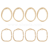 8pcs 2 style Brass Linking Rings, Textured, Rectangle & Oval, Real 18K Gold Plated, 16~21x1~1.5mm, Hole: 1mm, 4pcs/style(KK-BC0009-28)