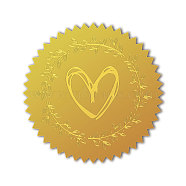 Self Adhesive Gold Foil Embossed Stickers, Medal Decoration Sticker, Heart, 5x5cm(DIY-WH0211-362)