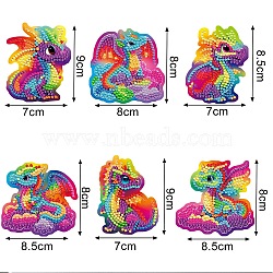 Magnetic Refrigerator Sticker Decorative Diamond Painting Kits, Dinosaur, 80~90x60~120mm(PW-WG23632-01)