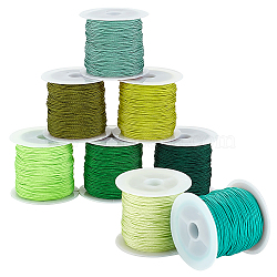 Elite 8 rolls 8 colors Nylon Braided Thread, Chinese Knot Cord, with Spool, Green Color Pallette, Mixed Color, 0.8mm, about 21.87 Yards(20m)/Roll, 1 roll/color(OCOR-PH0002-89)