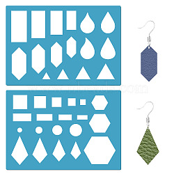 Acrylic Earring Handwork Template, Card Leather Cutting Stencils, Deep Sky Blue, Geometric Pattern, 130x90x2mm, 2pcs/set(DIY-WH0359-040)