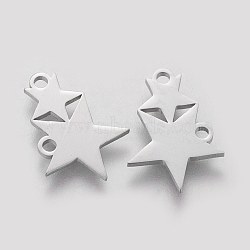 Tarnish Resistant 201 Stainless Steel Charms, Star, Stainless Steel Color, 12x17.8x1mm, Hole: 1.5mm(STAS-Q201-T139)