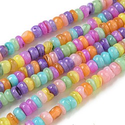 Dyed Natural Freshwater Shell Beads Strands, Rondelle, Mixed Color, 1~4.5x4~4.5x2~4.5mm, Hole: 0.5mm, about 159pcs/strand, 15.12''(38.4cm)(BSHE-G039-07G)