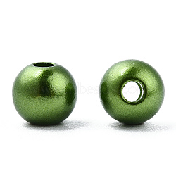 Spray Painted ABS Plastic Imitation Pearl Beads, Round, Olive Drab, 6x5.5mm, Hole: 1.8mm, about 4540 pcs/500g(OACR-T015-05A-09)