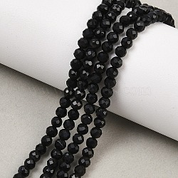 Natural Dyed & Heated Black Onyx Beads Strands, Faceted Round, 3mm, Hole: 0.8mm, about 126pcs/strand, 16 inch(G-A129-3mm-25)