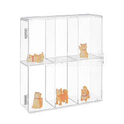 2-Tier 6 Grids Transparent Plastic Action Figures Display cases, Dustproof Model Rack for Minifigures Toys, Rectangle, Clear, 18.9x5.6x20.3cm, Inner Diameter: 9.8x20.3cm(ODIS-WH0020-90)