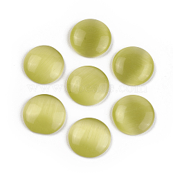 Cat Eye Glass Cabochons, Half Round/Dome, Olive, about 10mm in diameter, 2.5mm thick(X-CE068-10-12)
