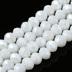 Electroplate Glass Beads Strands, Pearl Luster Plated, Faceted, Rondelle, White, 2.3~2.7x2mm, Hole: 0.4mm, about 150~155pcs/strand, 32~33cm(EGLA-A044-P1mm-A01)