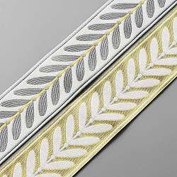 Polyester Ribbons, Jacquard Ribbon, Tyrolean Ribbon, Garment Accessories, Leaf Pattern, Dark Gray, 2-3/8 inch(60mm), about 55.77 Yards(51m)/Roll(OCOR-WH0070-05B)