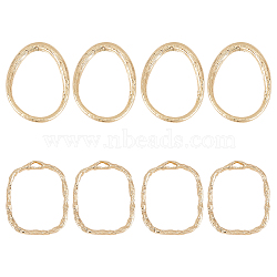 8pcs 2 style Brass Linking Rings, Textured, Rectangle & Oval, Real 18K Gold Plated, 16~21x1~1.5mm, Hole: 1mm, 4pcs/style(KK-BC0009-28)