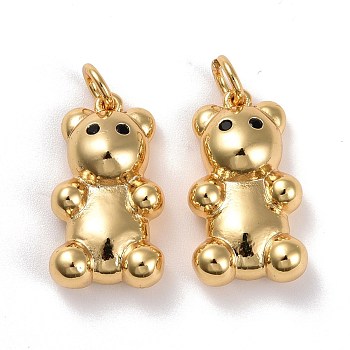 Brass Pendants, Lead Free & Cadmium Free, Bear, Real 18K Gold Plated, 19.5x11x5.5mm, Hole: 3mm, Jump Ring: 5x1mm