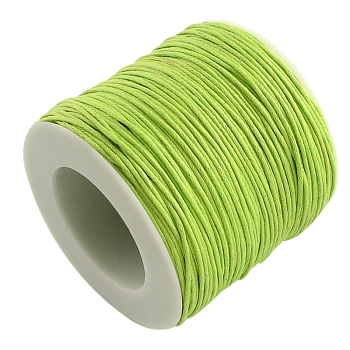 Waxed Cotton Thread Cords, Green Yellow, 1mm, about 10.93 yards(10m)/roll