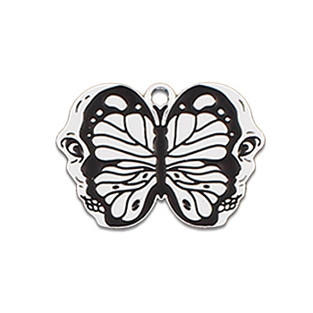 Alloy Enamel Pendants, Platinum, Butterfly Pattern, 21x28mm