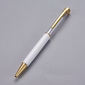 Creative Empty Tube Ballpoint Pens, with Black Ink Pen Refill Inside, for DIY Glitter Epoxy Resin Crystal Ballpoint Pen Herbarium Pen Making, Golden, White, 140x10mm
