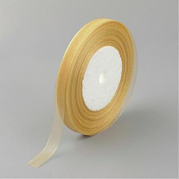Sheer Organza Ribbon, Wide Ribbon for Wedding Decorative, Goldenrod, 3/4 inch(20mm), 25yards(22.86m)