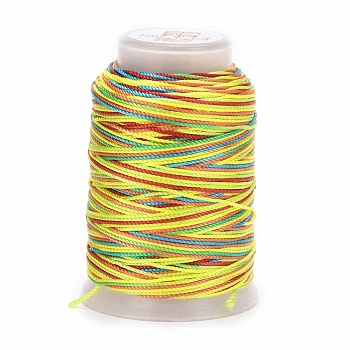 5 Rolls 12-Ply Segment Dyed Polyester Cords, Milan Cord, Round, Yellow, 0.4mm, about 71.08 Yards(65m)/Roll