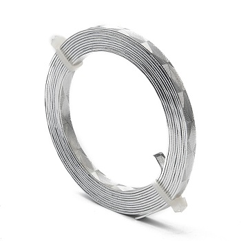 Textured Aluminum Wire, Bendable Metal Craft Wire, Flat Craft Wire, Bezel Strip Wire for Cabochons Jewelry Making, Silver, 18 Gauge, 5x1mm, about 6.56 Feet(2m)/roll