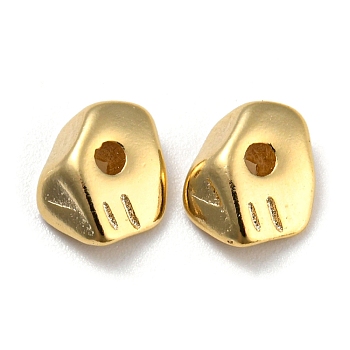 Rack Plating Eco-friendly Brass Beads, Cadmium Free & Lead Free, Irregular Nuggets Shape, Real 24K Gold Plated, 8x6.5x3mm, Hole: 1.5mm