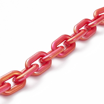 Handmade Opaque Acrylic Cable Chains, for Handbag Chain Making, Red, Links: 31x19x5mm, 39.37 inch(1m)/strand