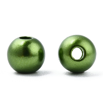Spray Painted ABS Plastic Imitation Pearl Beads, Round, Olive Drab, 6x5.5mm, Hole: 1.8mm, about 4540 pcs/500g