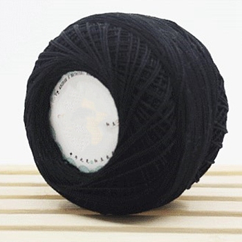 45g Cotton Size 8 Crochet Threads, Embroidery Floss, Yarn for Lace Hand Knitting, Black, 1mm