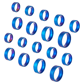 18Pcs 9 Styles Titanium Steel Wide Band Finger Rings for Women Men, Plain Band Rings, Blue, 8mm, Inner Diameter: US Size 5 3/4~13 1/4(16.3~22.4mm), 2pcs/style