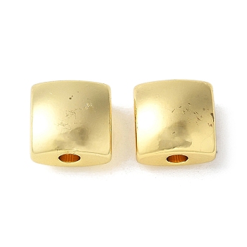 Brass Beads, Rack Plating, Lead Free & Cadmium Free, Square, Real 18K Gold Plated, 8x8x6mm, Hole: 2mm