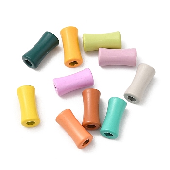 Spray Painted Alloy Bead, Lead Free & Cadmium Free, Column, Mixed Color, 12x5.5mm, Hole: 2.5mm