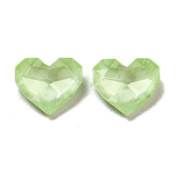 Glass Rhinestone Cabochons, Point Back & Back Plated, Faceted, Heart, Chrysolite, 8.5x10x4mm