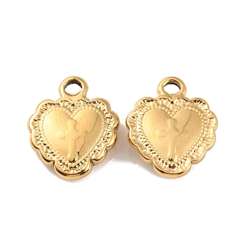 Ion Plating(IP) 304 Stainless Steel Charms, Heart with Cross Charm, Real 18K Gold Plated, 14.5x12x2.5mm, Hole: 1.8mm