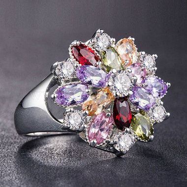 Colorful Flower Metal Finger Rings