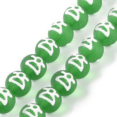 Light Green Round Lampwork Beads