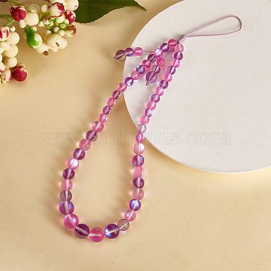Round Synthetic Moonstone Beaded Mobile Straps(HJEW-SW00042-07)-5