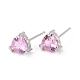 Dainty Heart Pink Cubic Zirconia Stud Earrings for Her(EJEW-C002-11P-RS)-1