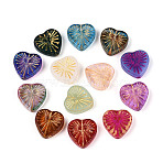 Baking Paint Transparent Glass Beads, Heart, Golden Metal Enlaced, Mixed Color, 18~18.5x18~18.5x5~6mm, Hole: 1~1.4mm(X-DGLA-N018-12)