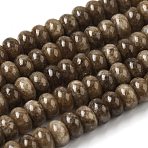 Dyed Natural White Jade Beads Strands, Rondelle, Sienna, 10x6mm, Hole: 1.2mm, about 63pcs/strand, 14.88''(37.8cm)(G-G107-A33-01)