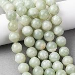 Natural Xiuyan Jade Beads Strands, Round, 14~14.5mm, Hole: 1.2mm, about 28~30pcs/strand, 15.35~16.14''(39~41cm)(G-H343-D13-14mm)