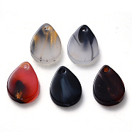 Cellulose Acetate(Resin) Pendants, with Glitter Powder, Teardrop, Mixed Color, 12.5x9x2.5mm, Hole: 1.2mm(KY-S161-003)